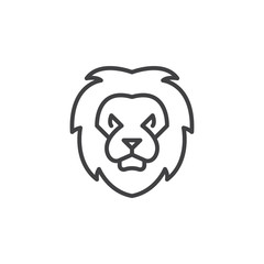 Fototapeta premium Lion head line icon, outline vector sign, linear pictogram isolated on white. Symbol, logo illustration