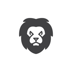 Lion head icon vector, filled flat sign, solid pictogram isolated on white. Symbol, logo illustration