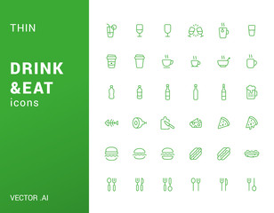 Drink and Eat pack of thin icons