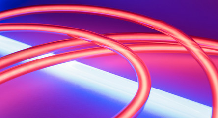 Circle neon signs. Lighting night club lights.