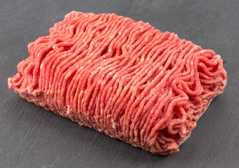 ground pork on a gray background