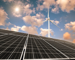 solar panels and wind generators