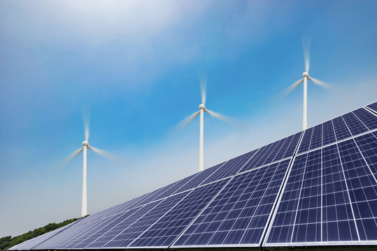 solar panels and wind generators