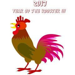 Vector illustration of colorful rooster. 2017 New year concept. Chinese zodiac symbol