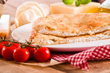 Cheese focaccia bread. 