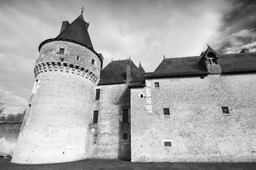 Naklejka premium French castle, black and white
