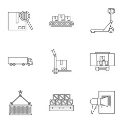 Cargo icons set. Outline illustration of 9 cargo vector icons for web