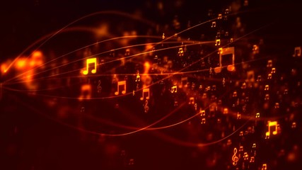 HD Loopable Background with nice flying musical notes