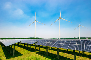 solar panels and wind generators