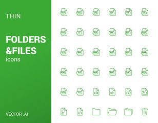 Pack of thin icons of folders and files.