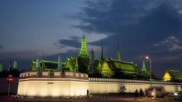 The Grand Palace Temple in Bangkok, Thailand, time lapse