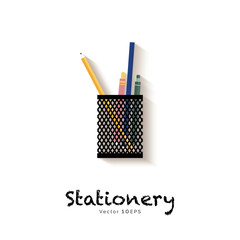 Stationery in pen holder