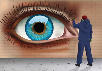 STREET ART - regard - graffiti - œil © pict rider
