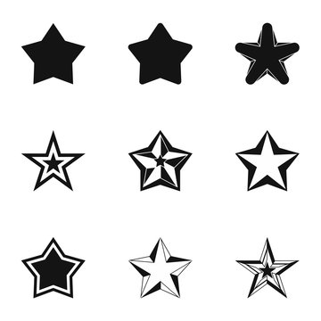 Figure star icons set. Simple illustration of 9 figure star vector icons for web