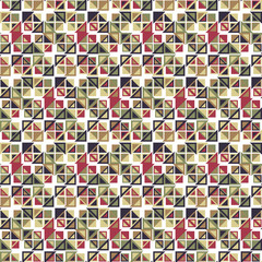 Vintage seamless pattern. Consists of geometric elements having a triangular shape. The background has a white color. Useful as design element for texture and artistic compositions.