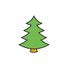 Christmas tree flat line icon