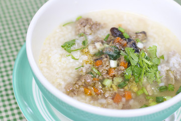 Stock Photo:.pork rice or mush for breakfast
