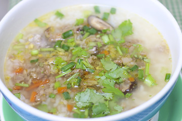 Stock Photo:.pork rice or mush for breakfast