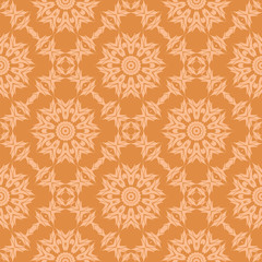 Orange Ornamental Seamless Line Pattern. Endless Texture. Oriental Geometric Ornament