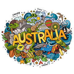 Australia hand lettering and doodles elements