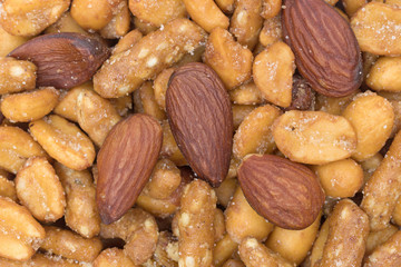 Energy trail mix nut blend close view.