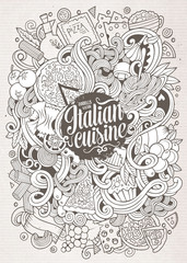 Cartoon hand-drawn doodles Italian food illustration