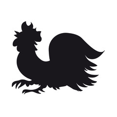 Rooster black on white background
