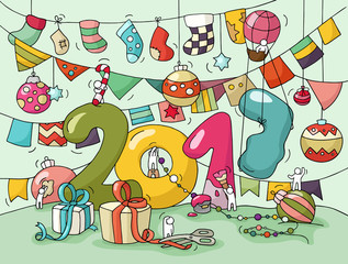 2017 New Year Eve greeting card.