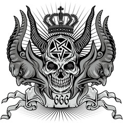  grunge skull coat of arms