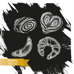 Vector illustration sketch - bakery. buns, puffs