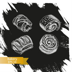 Vector illustration sketch - bakery. buns, puffs