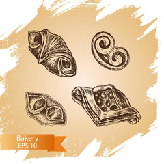 Vector illustration sketch - bakery. buns, puffs