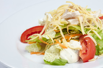 salad with ham