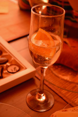 Champagne with a slice of orange