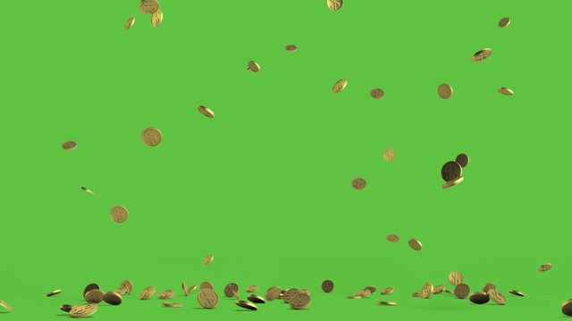Rain from the golden coins. HQ animation