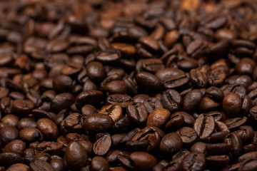 Fototapeta premium Coffee beans close-up. Texture. Background