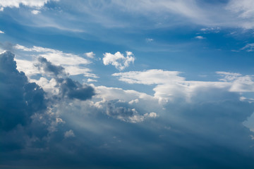 Fototapeta na wymiar White curly clouds in a blue sky. Sky background