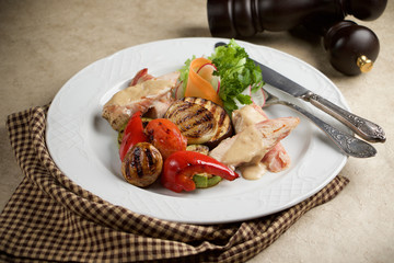 grilled vegetables and chicken