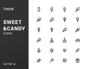 Pack of thick Sweet and Candy icons.