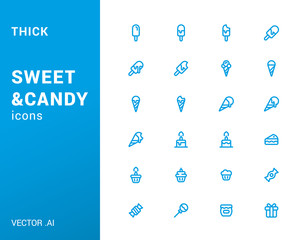 Pack of thick Sweet and Candy icons.