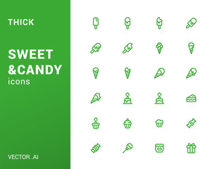 Pack of thick Sweet and Candy icons.