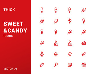 Pack of thick Sweet and Candy icons.