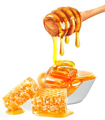 honey dripping isolated