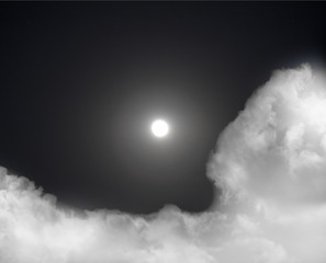 Naklejka na ściany i meble Clouds with moon on black background