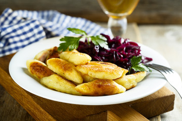 Red cabbage with potato gnocchi