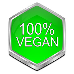 100% Vegan Button - 3D illustration