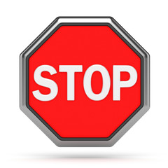 3d concept. Stop sign on a white background.