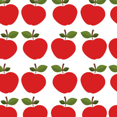 colorful pattern of apples with stem and leafs vector illustration