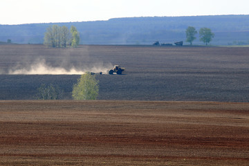 tractor in a field