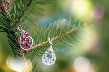 Christmas decoration with luxury jewelry gift